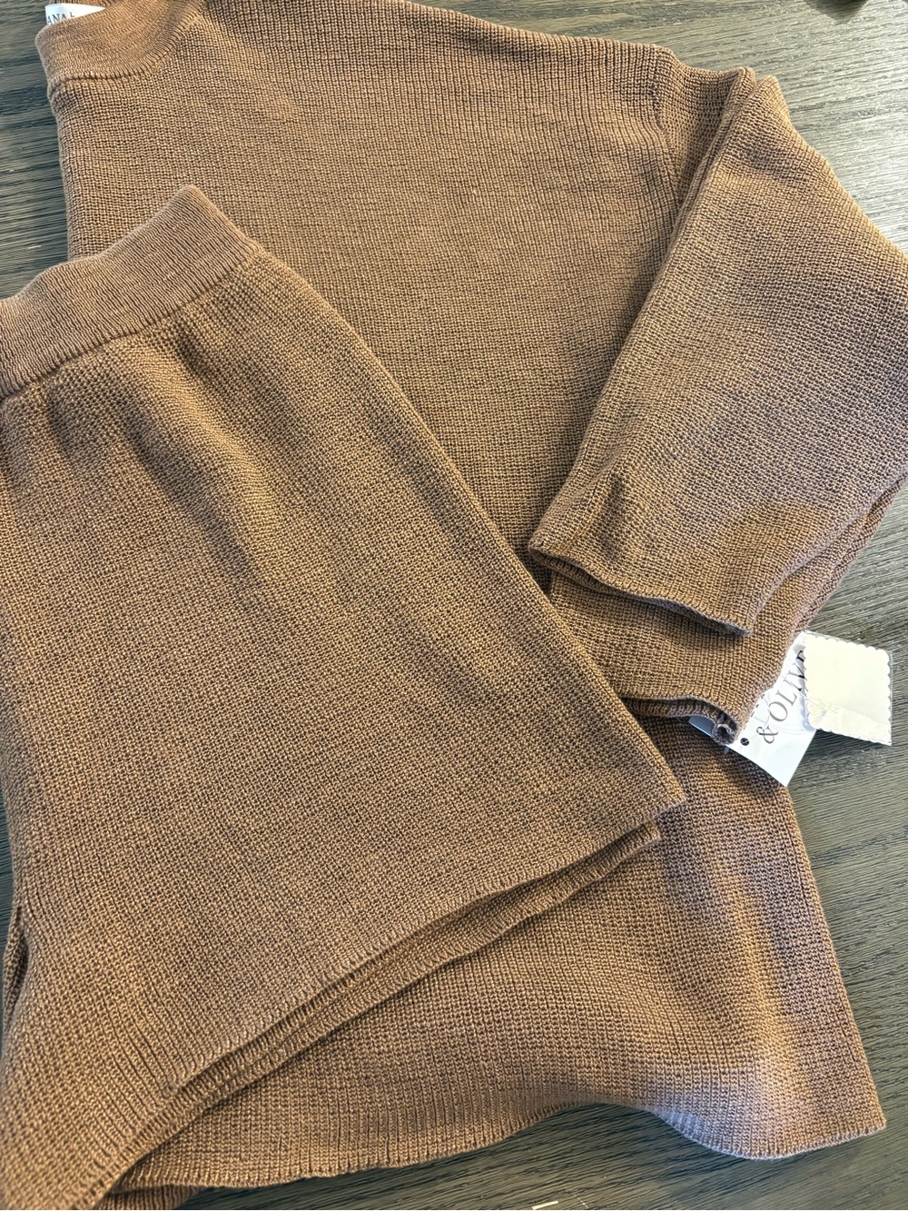 Women's Ribbed Knit outfit top and Shorts in Brown